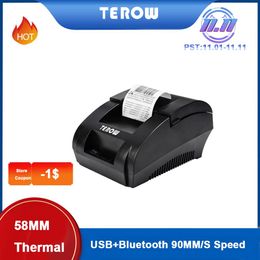 Imprimantes Terow 5890K Thermal Receipt Imprimante POS IMPRIMER USB PORT PORT PORT 58MM THERMAL LOW BRUIT POUR DES RETUAUX ET SUPERMAND