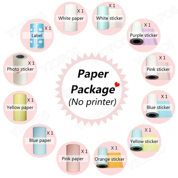 Imprimantes papier thermique autocollant étiquette autocollante papier de couleur papier autocollant papier pour péripage A6 Paperang Poooli Photo Imprimante
