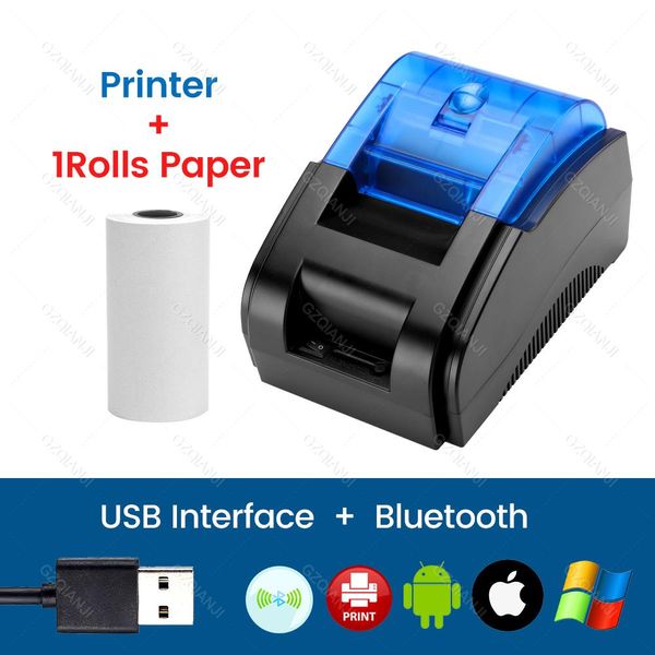 Impresoras USB Bluetooth Termal Recibo Bill Impresora 58 mm Registro de efectivo Impresora POS SUPERKET PC IOS Android Mobile Intresoras
