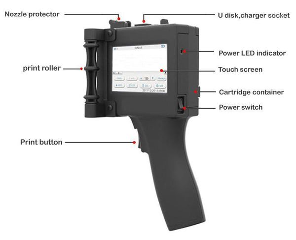 Imprimantes Vilaxh Imprimante d'étiquettes à écran tactile portable Code à barres portable Codeur de date QR Machine à jet d'encre pour Plastic1