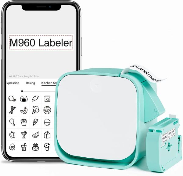 Imprimantes VIXIC M960 Maker étiquette, Bluetooth Mini Maker Machine Machine portable Imprimante d'étiquette portable, étiqueteur de smartphone pour le bureau à domicile