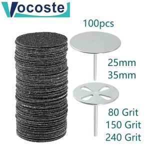 Printers vocoste 100 stcs vervangen schuurpapier door schijf 25 mm 35 mm 80 korrel pedicure schuurpapier nageldrill bit accessoires voet calluse tool