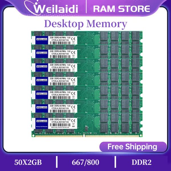 Primantes Weilaidi Desktop Memory RAM DDR2 1GB 2GB 2G PC26400 800MHz PC25300 667MHz PC DIMM Memoria 240 broches pour ordinateur Intel AMD