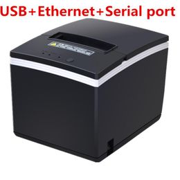 Printers Groothandel 80 mm Thermische ontvangstprinter Automatische snijmachine afdruksnelheid snel lage ruis USB+Ethernet+seriële poort