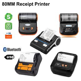 Printers draadloos 80 mm thermische ontvangst printer mini handhled Pos printerrekeningen met papieren rollen Bluetooth USB voor supermarktrestaurant