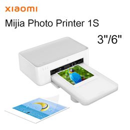 Printers Xiaomi Mijia Photo Printer 1S High Definition Color Sublimation 3/6 inch draagbare fotopapier draagbare slimme app externe printer printer