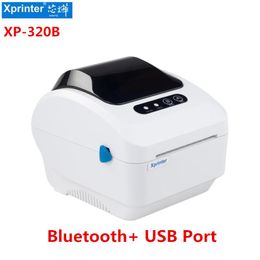 Printers XPrinter 320B USB+Bluetooth Port Thermal Barcode Printer QR Label Papier Thermisch label / ontvangstprinter