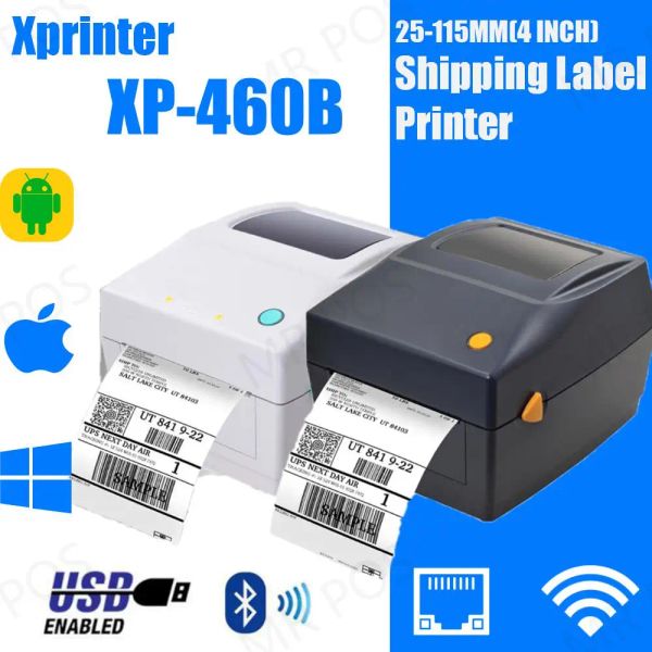 Impresoras Xprinter 460B Etiqueta Código de barras Impresora de recibo térmico Código de barra de la impresora 20100 mm USB Bluetooth para UPS DHL Bar Code Maker