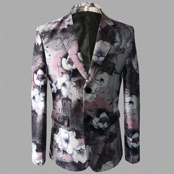 Impression blazer hommes costumes conceptions veste hommes costumes de scène chanteurs vêtements danse star style robe punk rock masculino homme tern326D