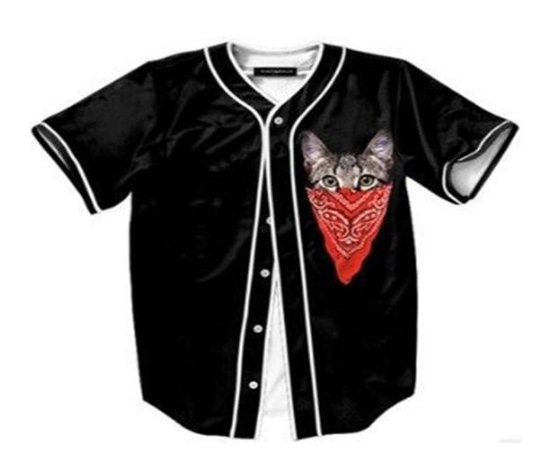Imprimée Cat 3D Shirtball Funny Design Men Femmes Femmes décontractées Vneck Tee Shirts 2018 Nouvelle arrivée Fashion Harajuku Baseball Jersey8121308