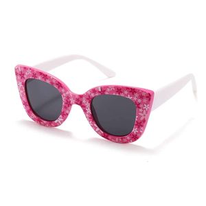 Bloemen mode -zonnebril afdrukken Kinderen schattig kleurenblok acryl zonnebril voor zomer kinderen meisjes uv400 brillen