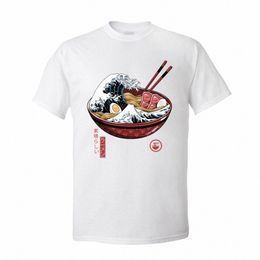 Afdrukken Grote Ramen Wave Wit Tops T-shirt Voor Mannen Klassieke Japan Stijl Crewneck 100% Cott Korte Mouw T-shirt noodle Tees l0KN #
