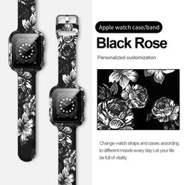 Correas de silicona con estampado de calavera rosa y leopardo con fundas protectoras, pulseras de repuesto para Apple Watch Series 6, 5, 4, 3, 2, 1 SE, 38mm, 42mm, 40mm y 44mm