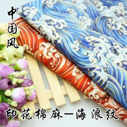 Afdrukken linnen doek Japans-stijl kimono katoen Bronzing golven patroon Chinese kleding stof