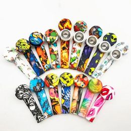 Impresión de silicona tubería de metal tazón para fumar cuchara de tabaco pipas de mano caricatura fda impresiones personalizadas accesorios para fumar hookah