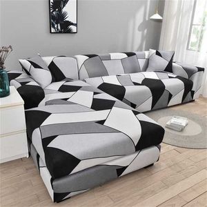 Afdrukken Sofa Cover Extensible Couch Sectional S L Vorm hoek chaise longue 1/2/3/4 zitplaatsen 211102