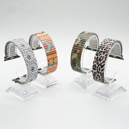 Correas elásticas de tensión de impresión Banda de resorte Correa de reloj de acero inoxidable Camuflaje de grano de leopardo para Apple Watch S7 6543 Accesorios para iWatch