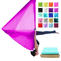 Hamac de Yoga en tissu de 5 mètres, 20 couleurs, tricot en Nylon, ceinture de Yoga, balançoire, soie aérienne anti-gravité, Q0219