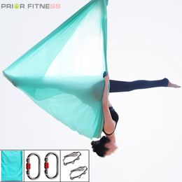 PRIOR FITNESS Ensemble de hamac de yoga aérien haute résistance 5Mx2.8M Ceintures de yoga anti-gravité Swing pour Inversion Fly Air Nylon Home Gym Q0219