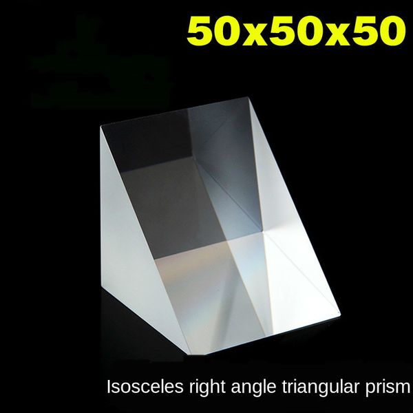 Prismes Réflexion totale à 90 degrés Expérience physique Réfraction des rayons du verre optique Triangle à angle droit Prisme isocèle 50X50X50mm 230714