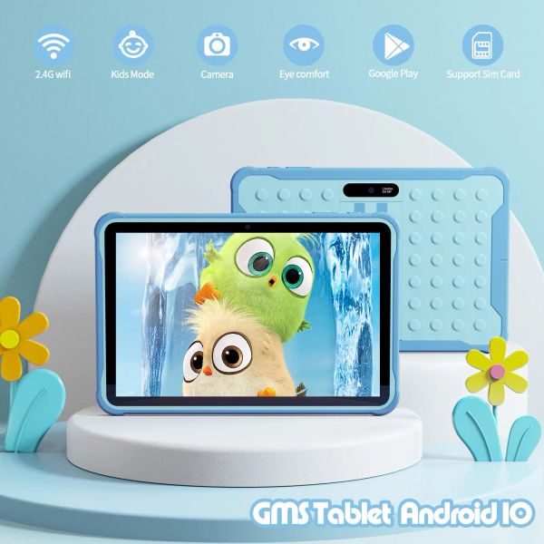 Pritomio de 10 pulgadas Tableta para niños Android 10 Go Wifi 3G SIM Llamada telefónica Procesador Quad Core 2GB RAM 64GB ROM YouTube con estuche