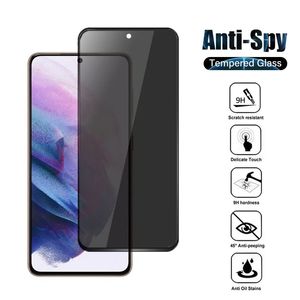 Protector de pantalla de vidrio templado antiespía de cubierta completa de privacidad 9D para Samsung S21 FE S22 S23 Plus S24 Ultra