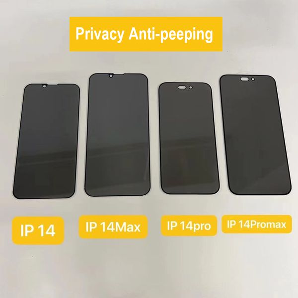 Privacidad 9H Dureza Vidrio templado para iPhone 14 Pro Max Protector de pantalla antiespía Película privada