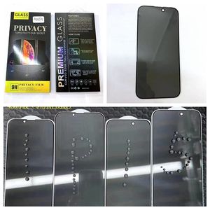 Privacy 9H Protectores de vidrio templado para iPhone 15 Plus 15 Pro Max 5 Anti anti-Peseeping contra la pantalla de protección de la pantalla completa de la cubierta completa contra la seda con paquete minorista