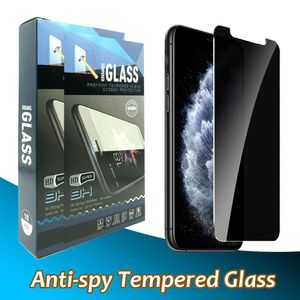 Protecteur d'écran en verre trempé anti-espion pour iPhone 15 14 13 12 11 Pro Max XR XS X 6 7 8 Plus avec emballage de vente au détail 10 en 1