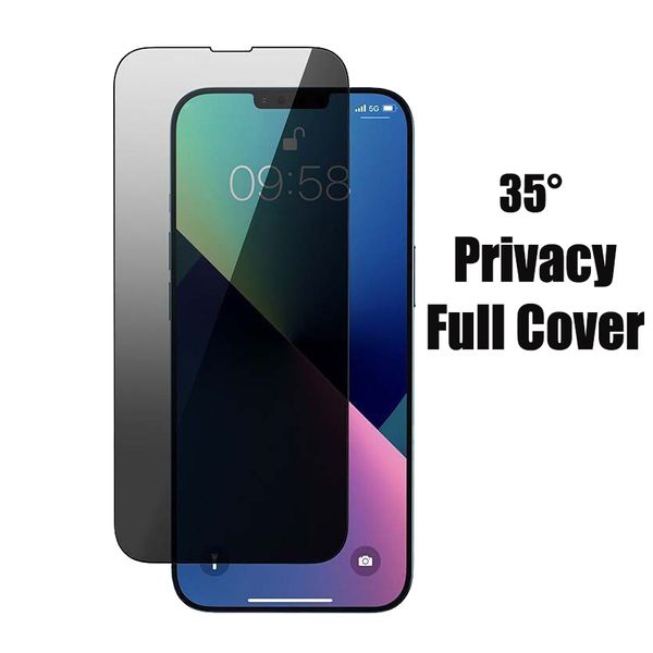 Protecteur de verre de confidentialité pour iPhone 14 13 12 mini 11 PRO MAX XR XS SE 6 7 8 Plus Anti Spy Peek couverture complète Film de protection en verre trempé en gros