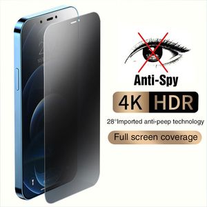 Protecteurs d'écran de téléphone portable de confidentialité pour iphone 14 13 12 11 pro max xr 7 8plus verre trempé anti-peeping avec emballage de vente au détail