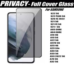 Protecteur d'écran en verre de confidentialité pour Samsung Galaxy S22 S22Plus S21 S21PLUS S20 FE A13 A33 A23 A73 A32 A22 A42 A52 4G 5G Couverture complète 3536381