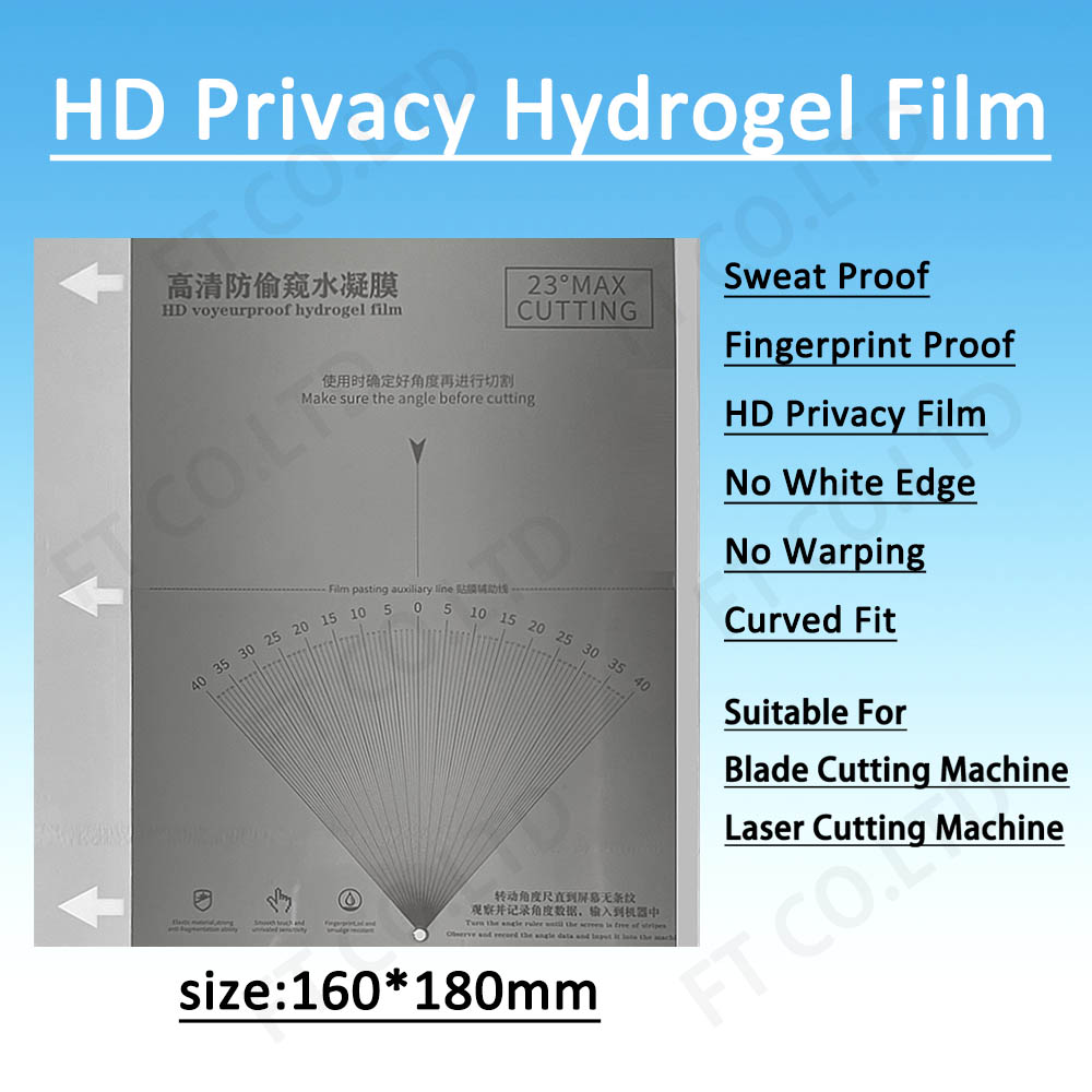 Sekretess HD Hydrogel Film för alla telefonskyddande filmskärningsmaskiner 180x160mm HD Anti-Peeping TPU LCD-skärmskyddsfilmer för Y22 Ultra Sunshine Plotter