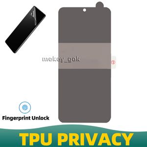 Protecteur d'écran en hydrogel de confidentialité Film souple en TPU pour Samsung S23 S22 S21 Note 20 Ultra S9 Plus S8 Prise en charge du déverrouillage des empreintes digitales par ultrasons