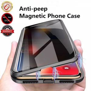 Privacy Telefoon Gevallen voor Iphone 15 14 13 12 11 Pro Xr Xs Max X 7 8 Plus Se magnetische Antigluren Dubbelzijdig Gehard Glas Cover