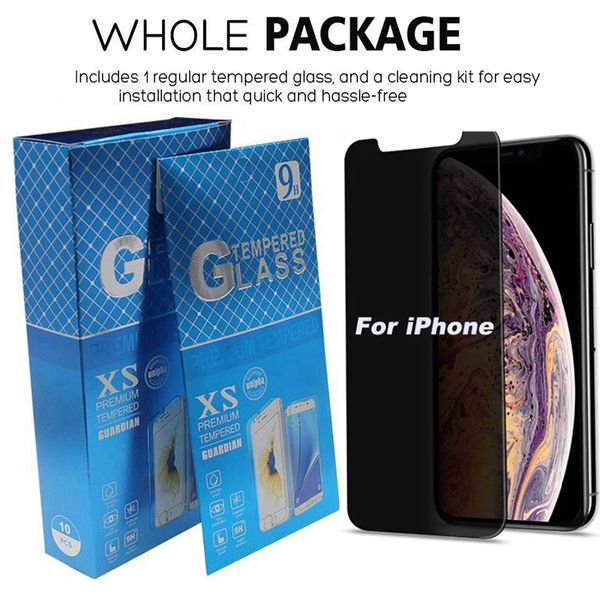 Verre trempé de confidentialité pour iPhone 15 14 13 12 11 Pro Max mini X Xr Xs Max 8 7 6 6S Plus protecteur d'écran pour iPhone 14 plus 15 Pro avec emballage