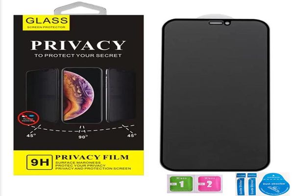 Protecteur d'écran de téléphone anti-espion de colle de couverture complète en verre trempé de confidentialité pour iPhone 14 13 12 11 Pro Max X XS XR 6 7 8 Plus Samsung A8850714