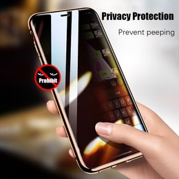 Privacy gehard glas magnetische kisten voor iPhone 14 13 12 11 Pro XS Max Mini XR 6 6S 7 8 Plus SE Case Anti Spy Metal Magnet Telefoon Cover