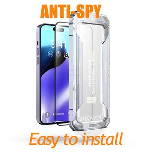 Privacy Gehard Glas Beschermende Film Screenprotector Stofvrij Gemakkelijke App Anti-Spy Screenprotector voor Iphone 15 Pro Max 14 13 12 11 plus Installatiekit Gemakkelijk Tool