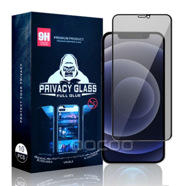 Protector de pantalla de vidrio templado de privacidad Protector de película protectora real antiespía para iPhone 14 Pro Max 14Pro 13 12 Mini 11 XS XR X 8 7 6 6S Plus SE con caja de paquete