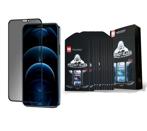 Protectores de pantalla de vidrio templado de privacidad para iPhone 14 Pro Max Anti Spy Guard 12 13 11 XR XS 7 8 Plus con paquete minorista 2 paquetes gemelos Cobertura total