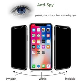 Privacy Tempered Spy Mobile Anti Screen Protector Película Película de vidrio para iPhone 13 12 11 Película Pro Máxica Película Protectora I