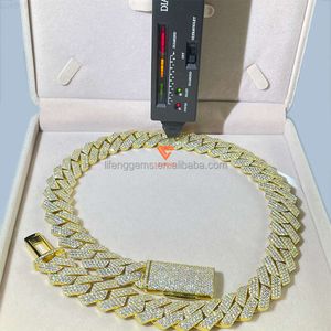 Privé juwelier op maat gemaakte hiphop sieraden 20mm Iced Out Vvs Moissanite Diamond 925 Sterling Zilver Goud Miami Cubaanse Link Chain