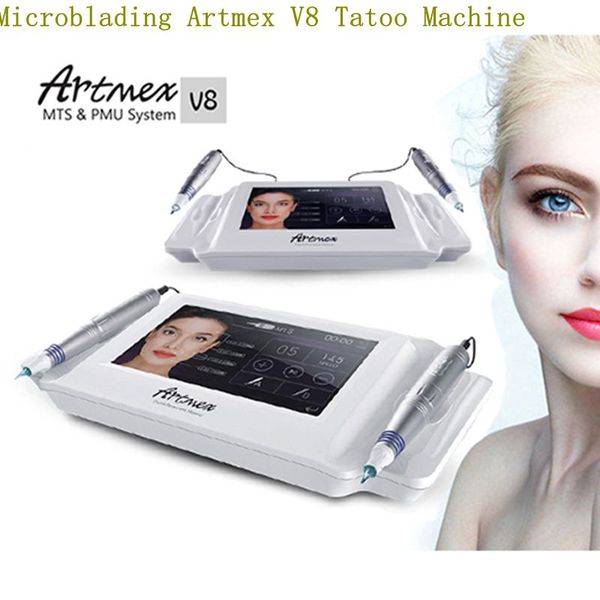 Machine à tatouer Artmex V8 pour Microblading, marque privée, pour maquillage Permanent, avec écran, système de roulement Derma, 12 aiguilles