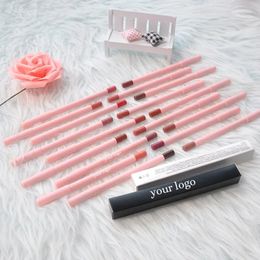 Private Label Pink Lip Liner Pencil Custom Bulk 18-kleuren cosmetische multifunctionele waterdichte pigment lippenstift pen make-up 240315