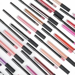 Private Lable Lip Glaze Liner Lipgloss Kit 2 en 1 Rouge à lèvres liquide Veet Matte Lipliner Maquillage Logo personnalisé Lip Gloss Set m3UB #