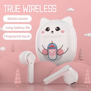 Prive-model t18a draadloze Bluetooth-headset schattige kat twee oormuziek oordopje oortelefoon goede kwaliteit hoofdtelefoon