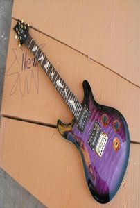 Privébouillon Paul Allender Flamed Maple Top Purple Black Electric Guitar White Mop Mop Bat Beitboard Inlay Tremolo Bridge6703227