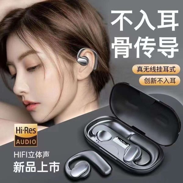 Auriculares bluetooth inalámbricos de TWS privados con mini colgante de la oreja de transmisión de la oreja colgante Muestra de tecnología negra