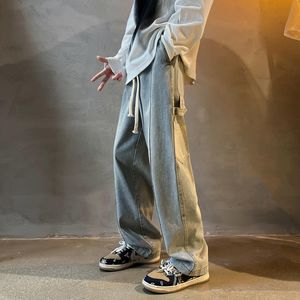 Privathinker, pantalones vaqueros lisos con cordón para hombre, ropa de calle Harajuku, pantalones Cargo con bolsillos, pantalones vaqueros informales de moda para hombre de Hip-hop